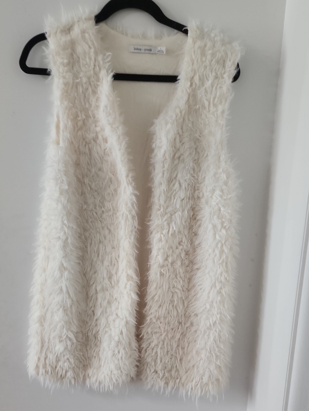 bishop + young Ivory Faux Fur Trim Open Vest